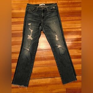 Flying Monkey distressed jeans with frayed step hem